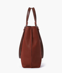 Dark brown suede double-handle tote bag