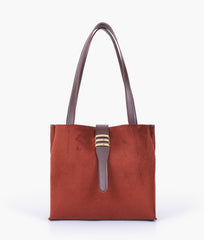 Dark brown suede mini tote bag