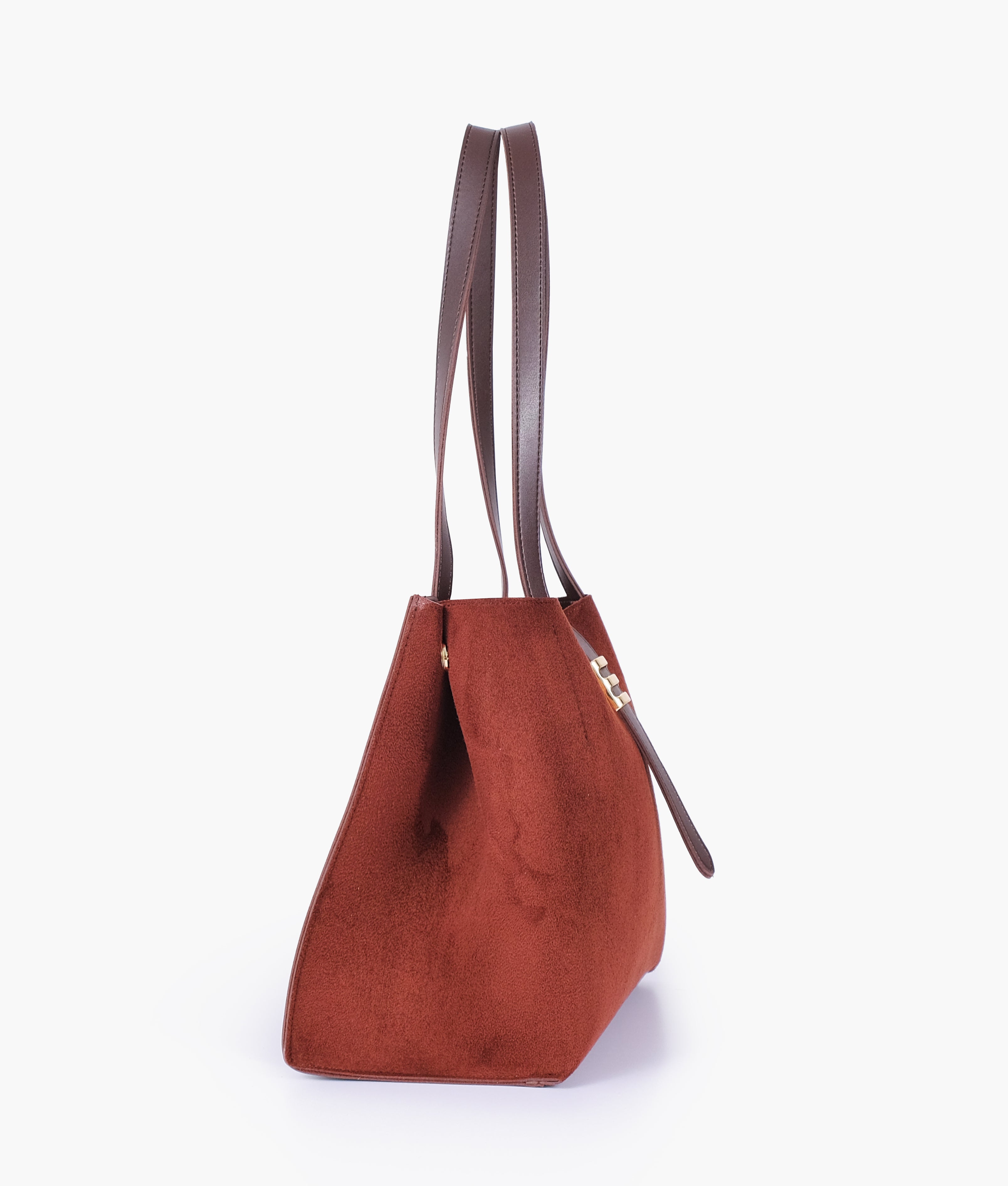 Dark brown suede mini tote bag