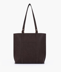 Dark brown mocha suede double-handle tote