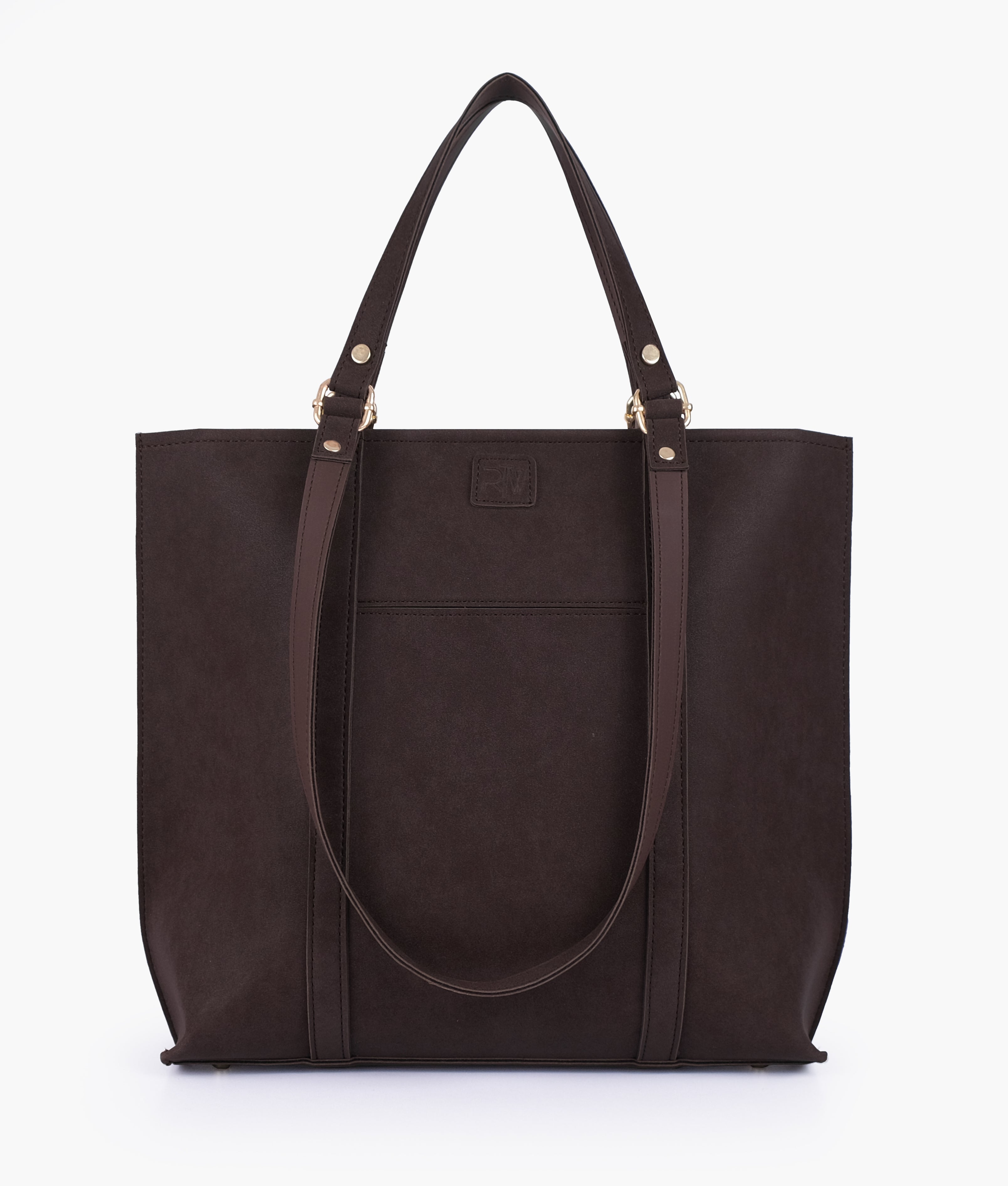 Dark brown mocha suede double-handle tote