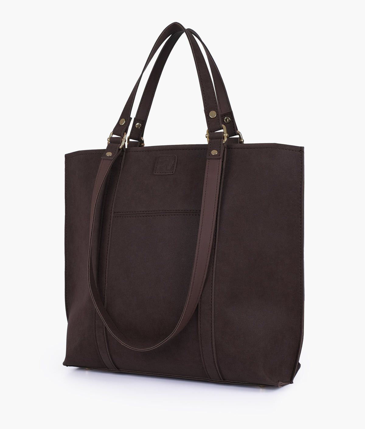 Dark brown mocha suede double-handle tote