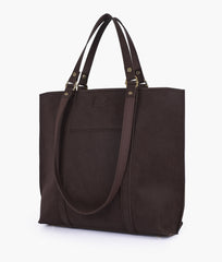 Dark brown mocha suede double-handle tote