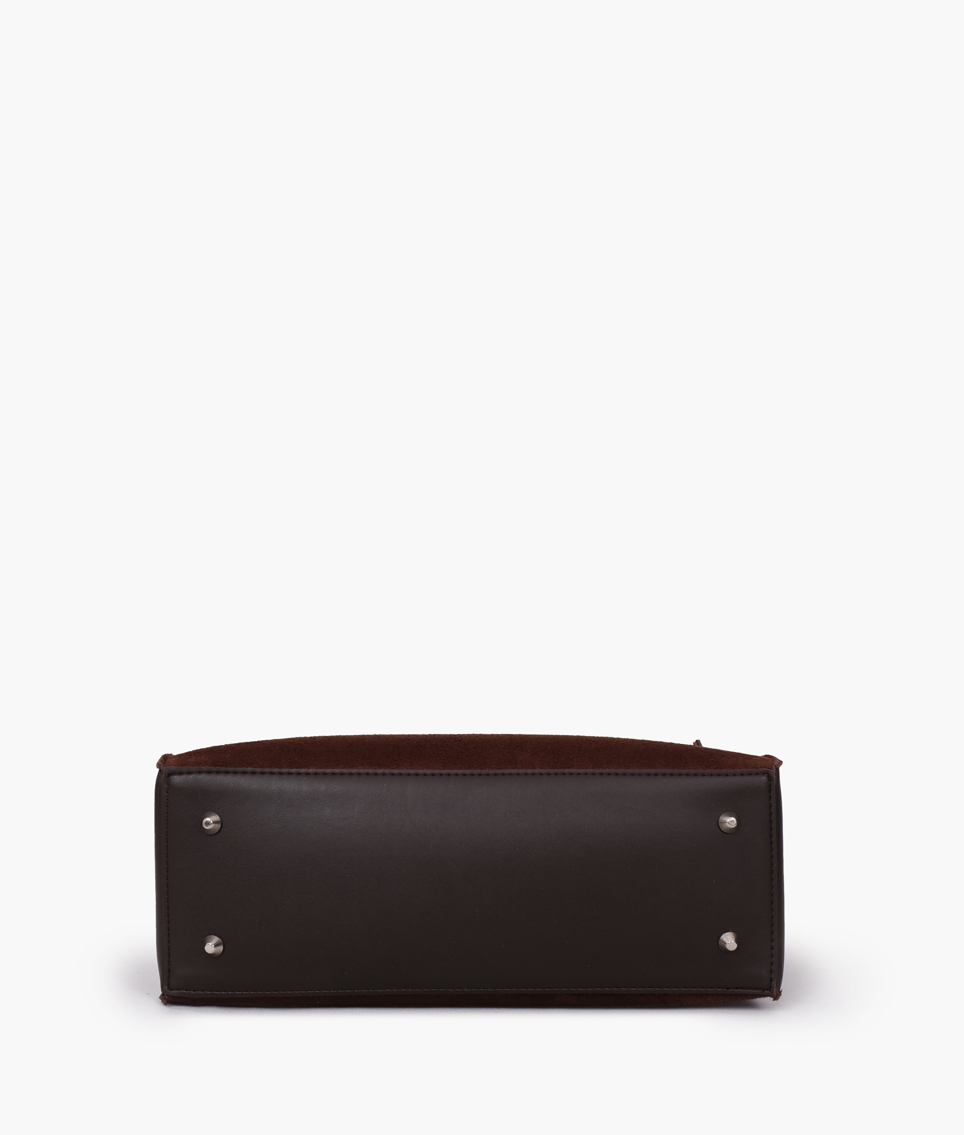 Dark brown suede satchel tote bag