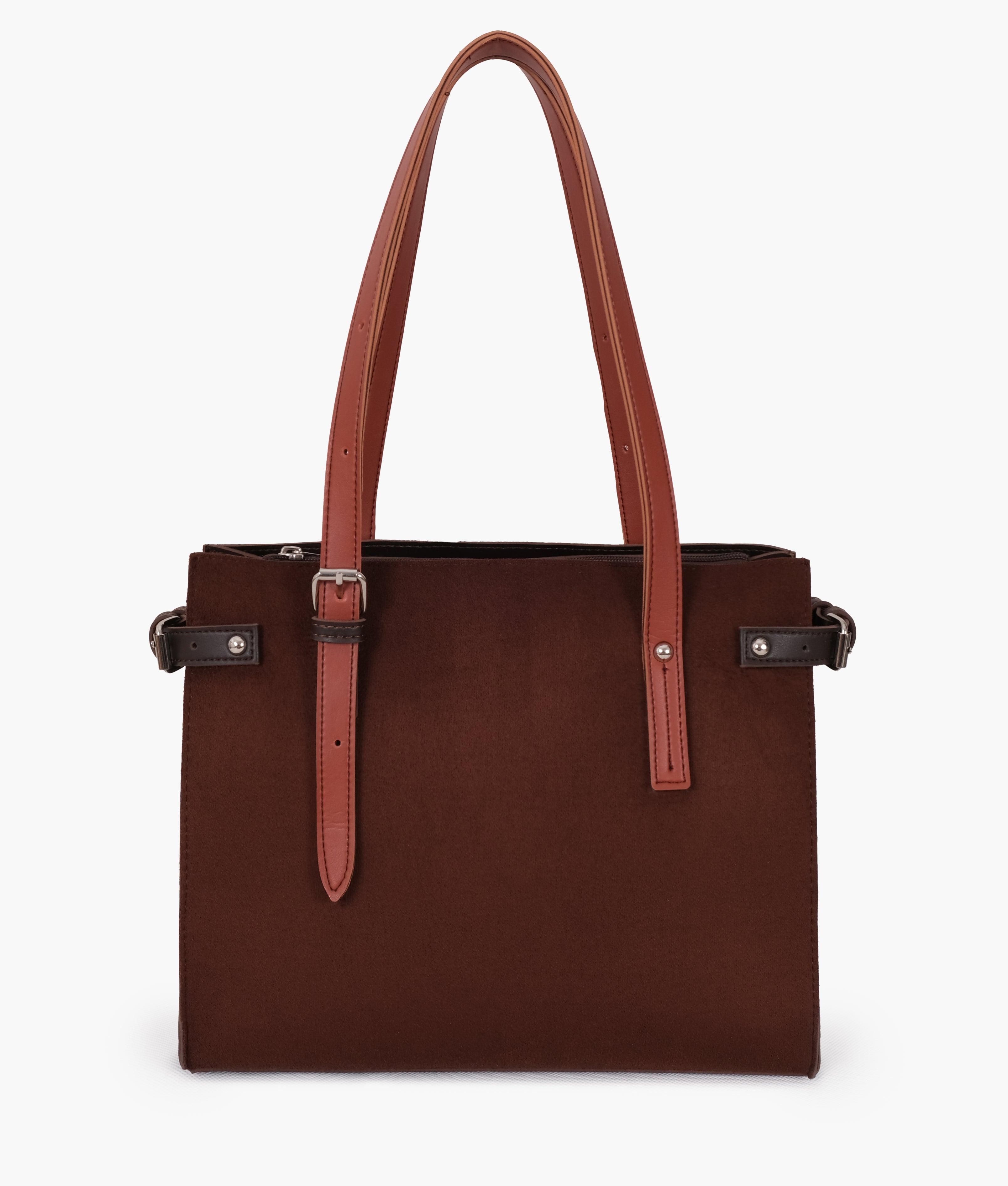 Dark brown suede satchel tote bag