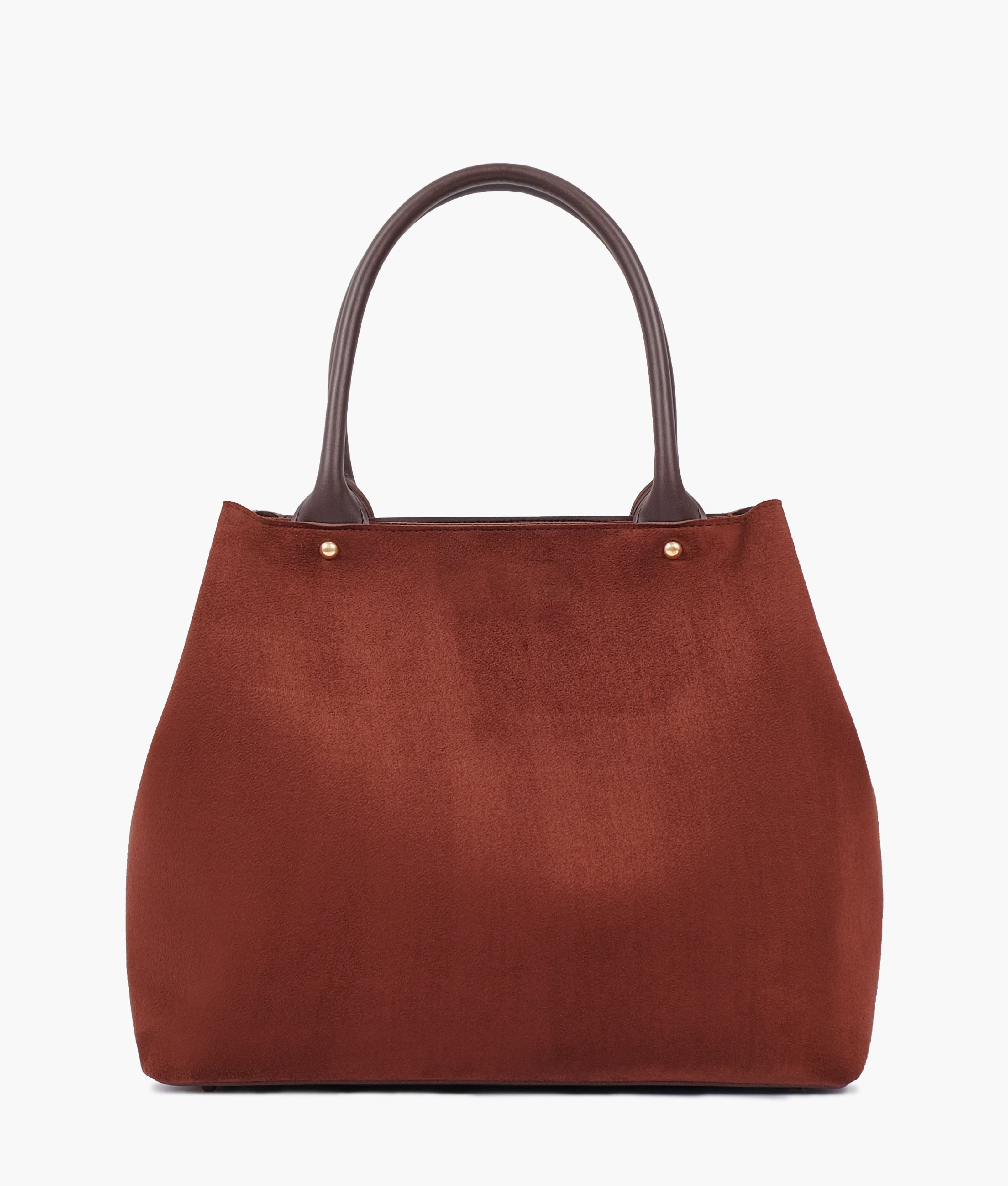 Dark brown suede zipper tote bag
