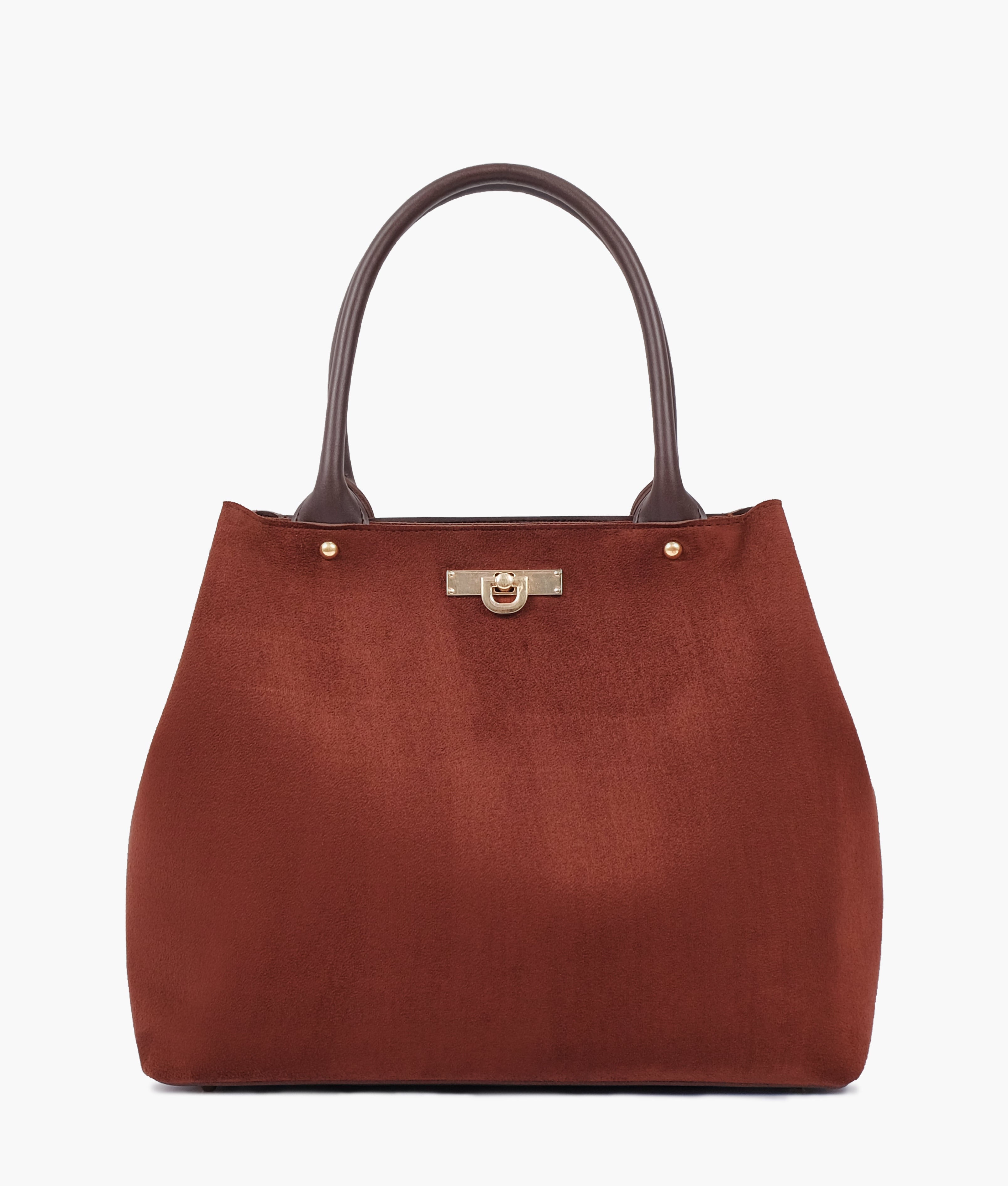 Dark brown suede zipper tote bag