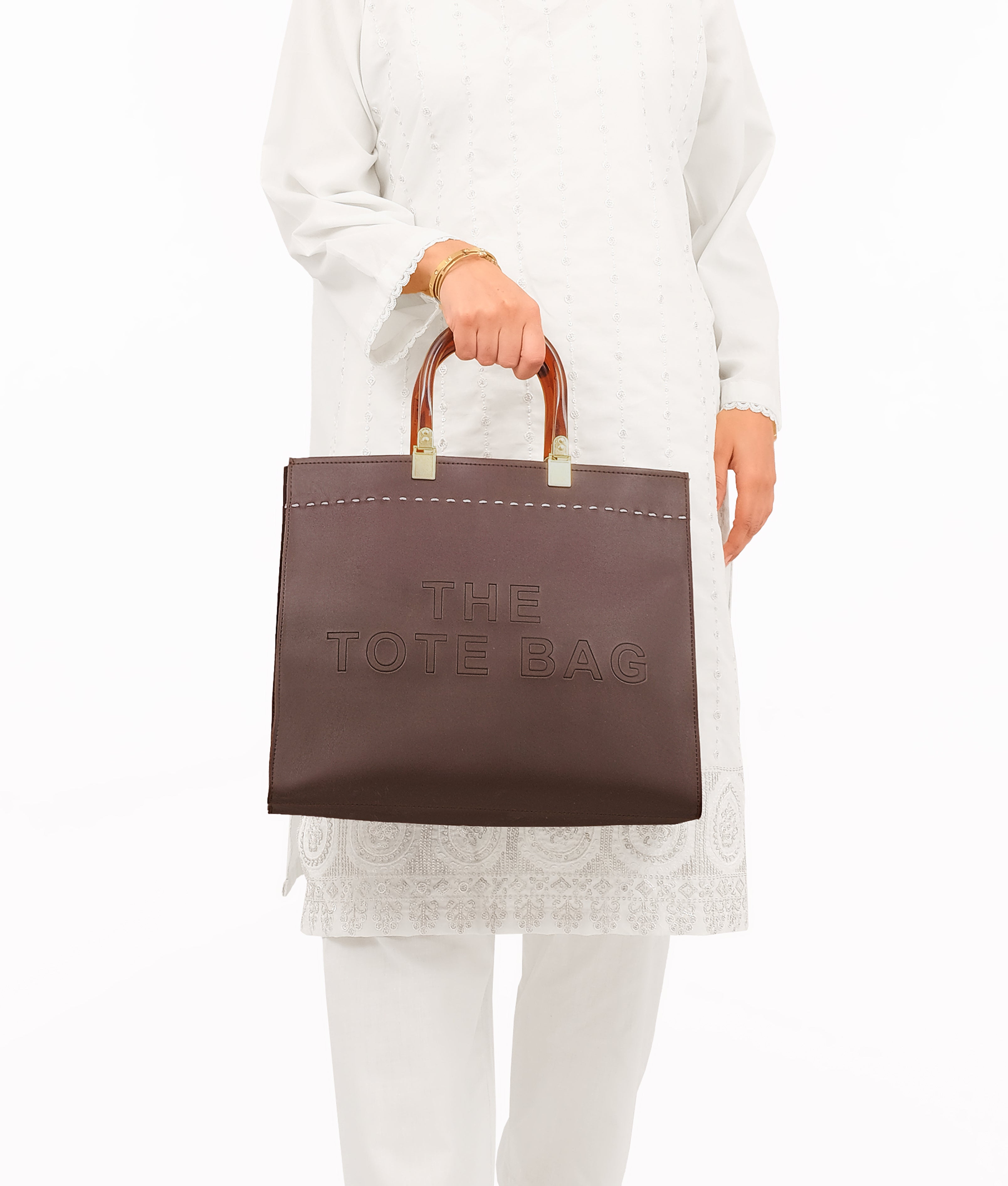 Dark brown signature tote bag