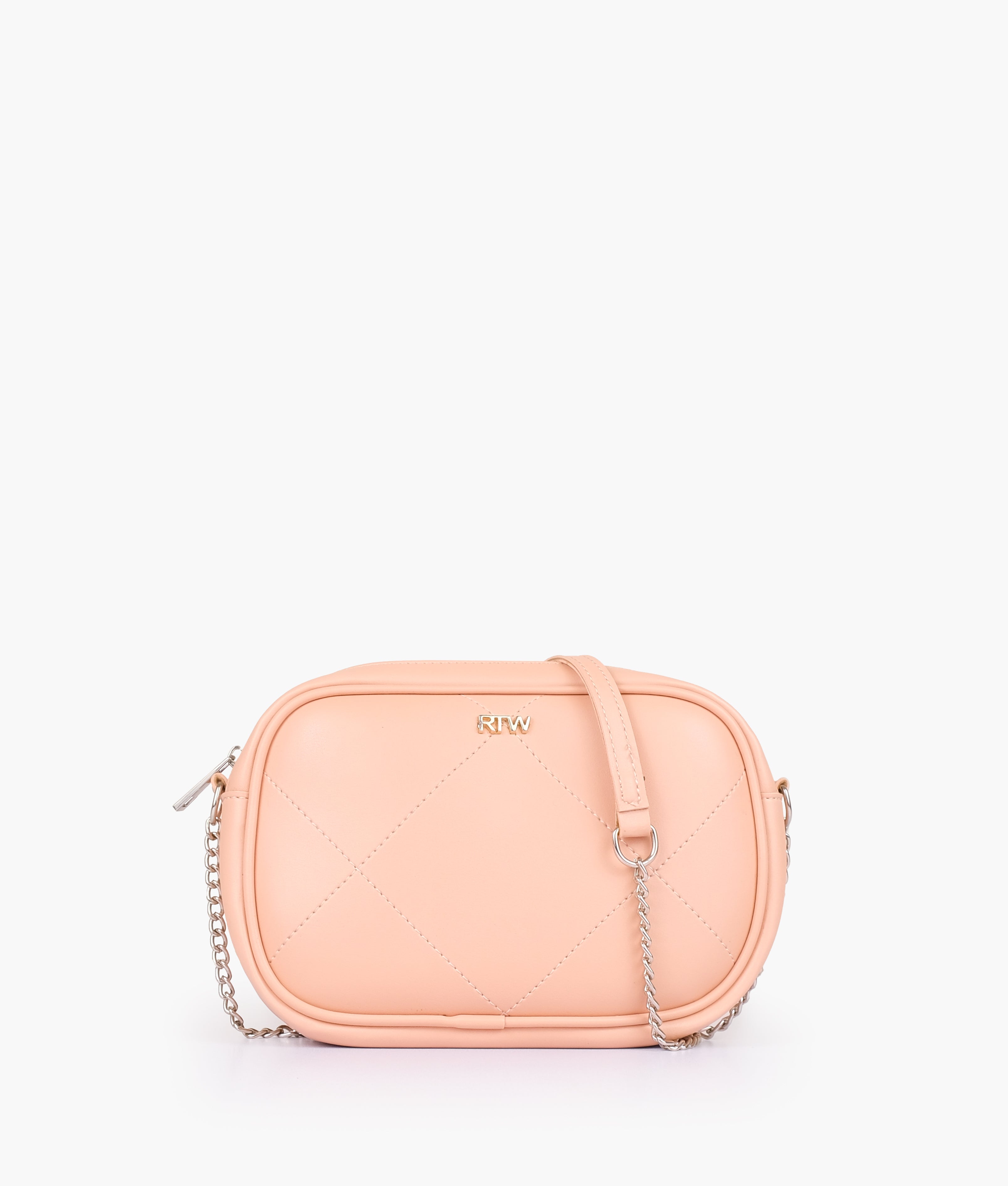 Peach mini quilted crossbody bag