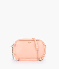 Peach mini quilted crossbody bag