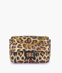 Beige printed mini bag with chain
