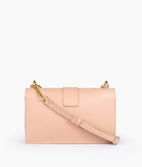 Peach east-west shoulder bag with half chain