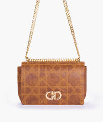 Brown quilted chain purse