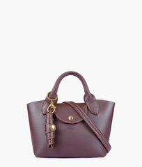 Dark brown mini top-handle tote bag