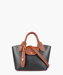 Black and brown mini top-handle tote bag