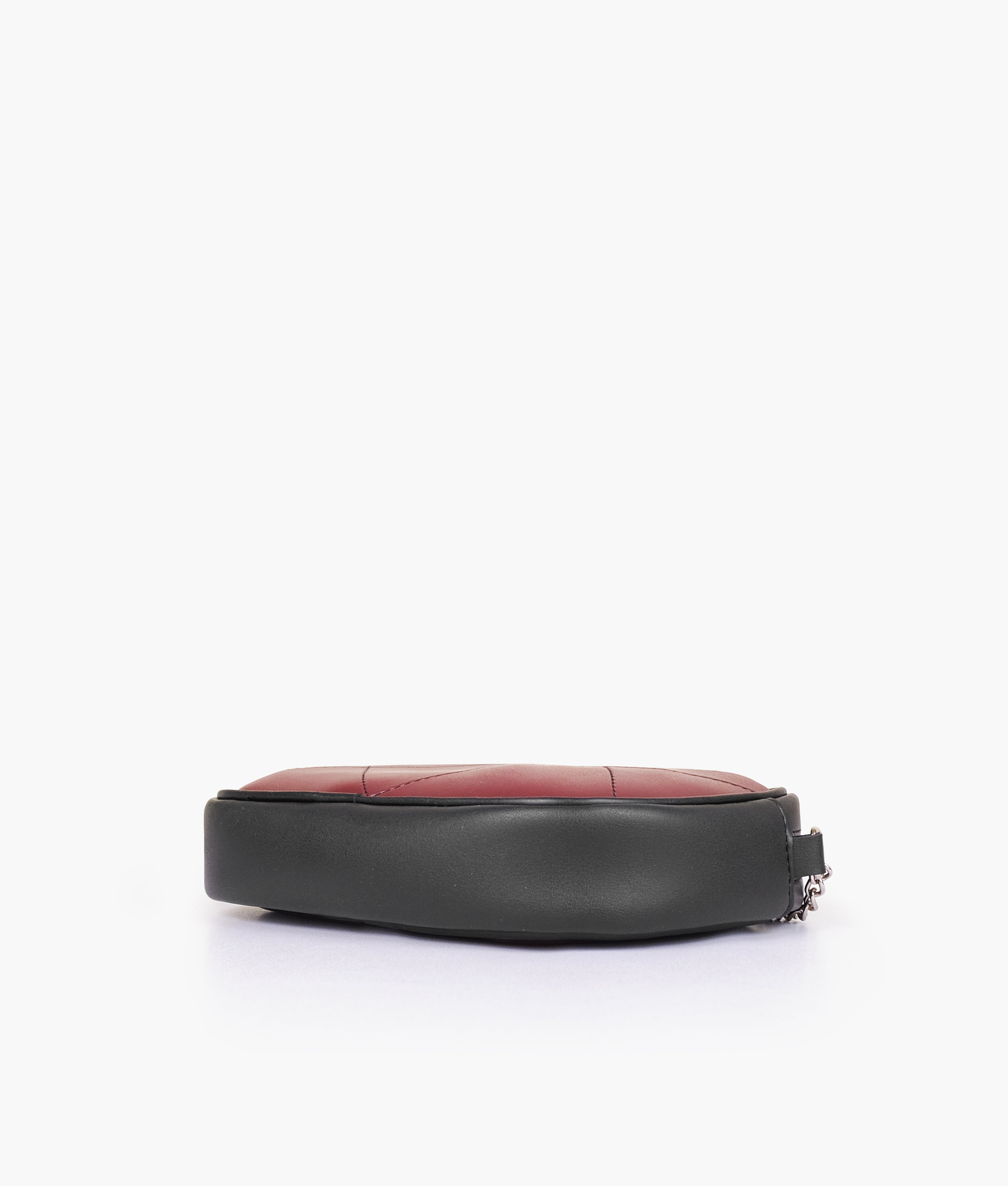 Burgundy and black mini quilted camera bag