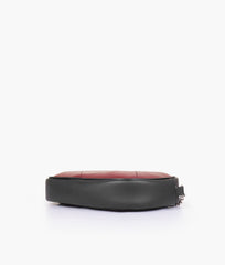 Burgundy and black mini quilted camera bag