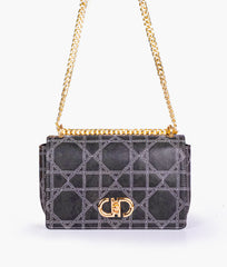 Black quilted chain purse