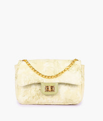 Olive green printed mini bag with chain