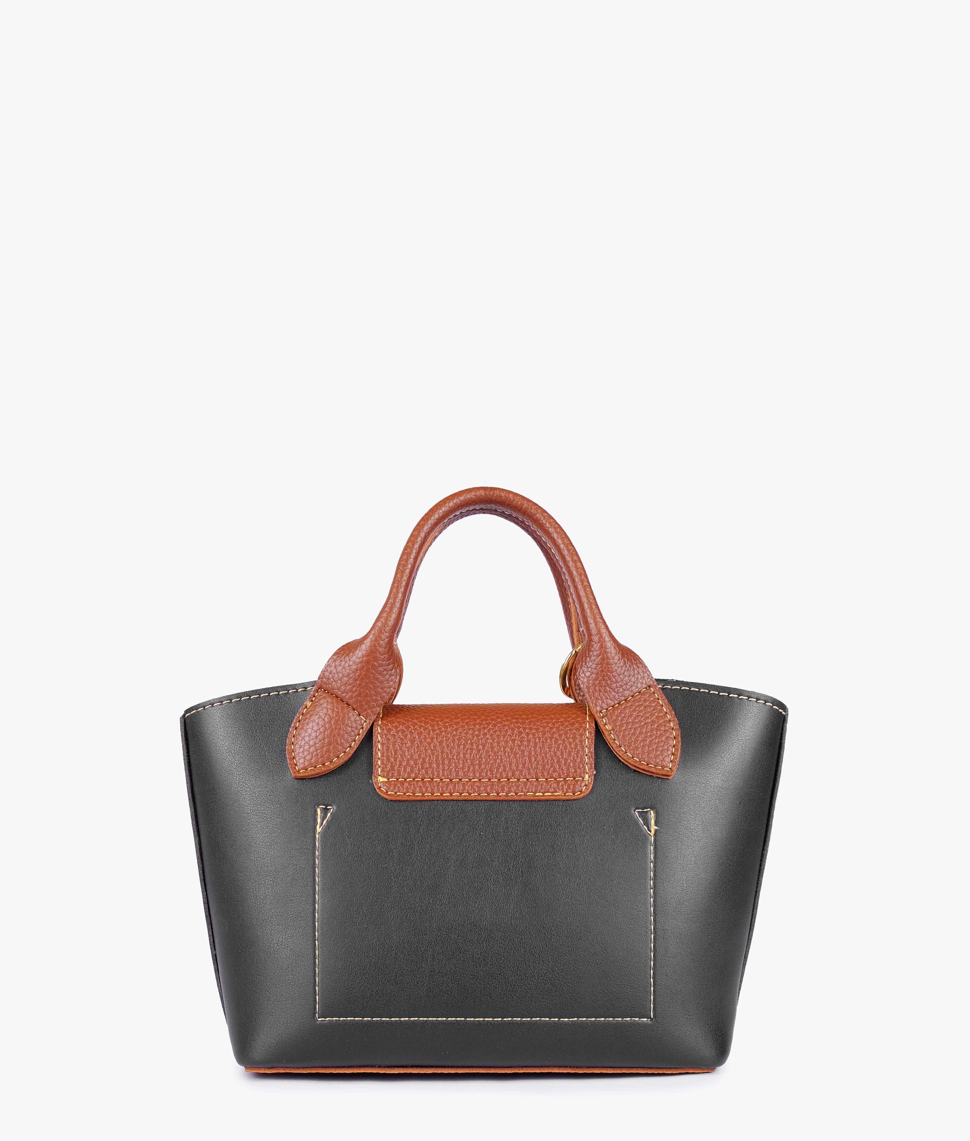 Black and brown mini top-handle tote bag