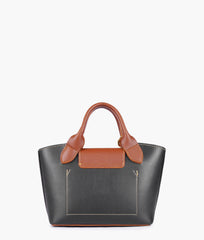Black and brown mini top-handle tote bag