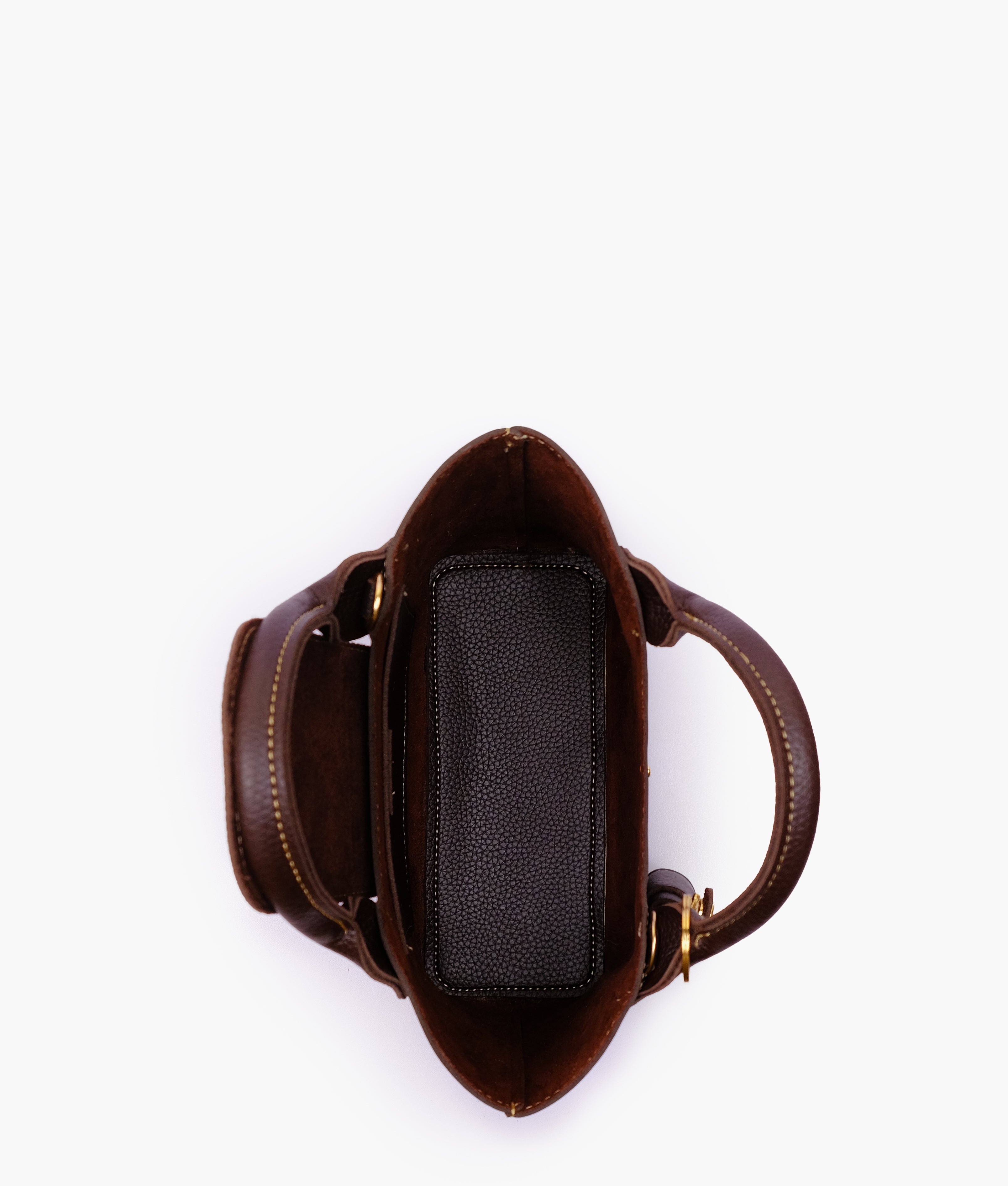 Dark brown mini top-handle tote bag