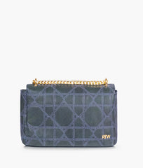Navy blue quilted chain purse