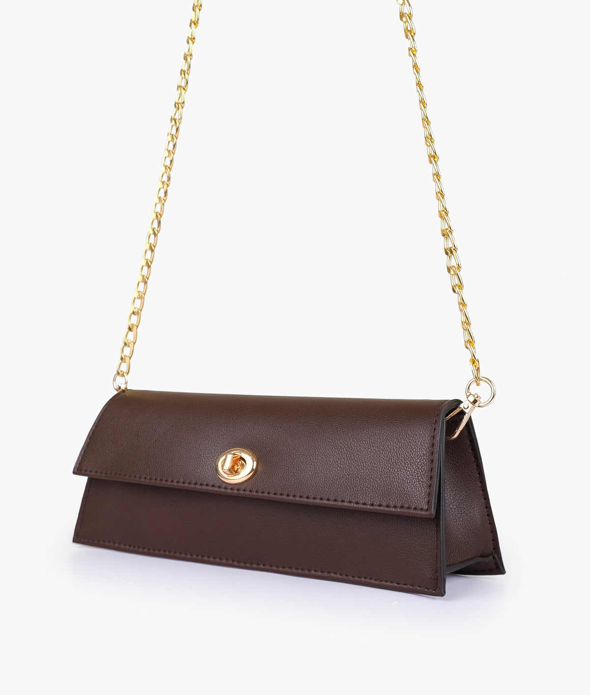 Dark brown elongated clutch bag