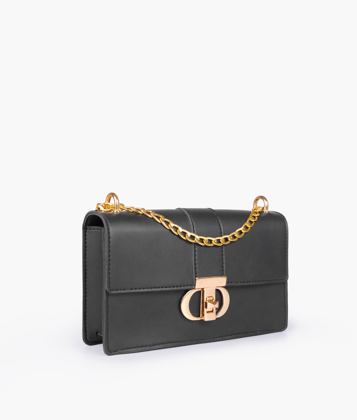 Black east-west shoulder bag with half chain