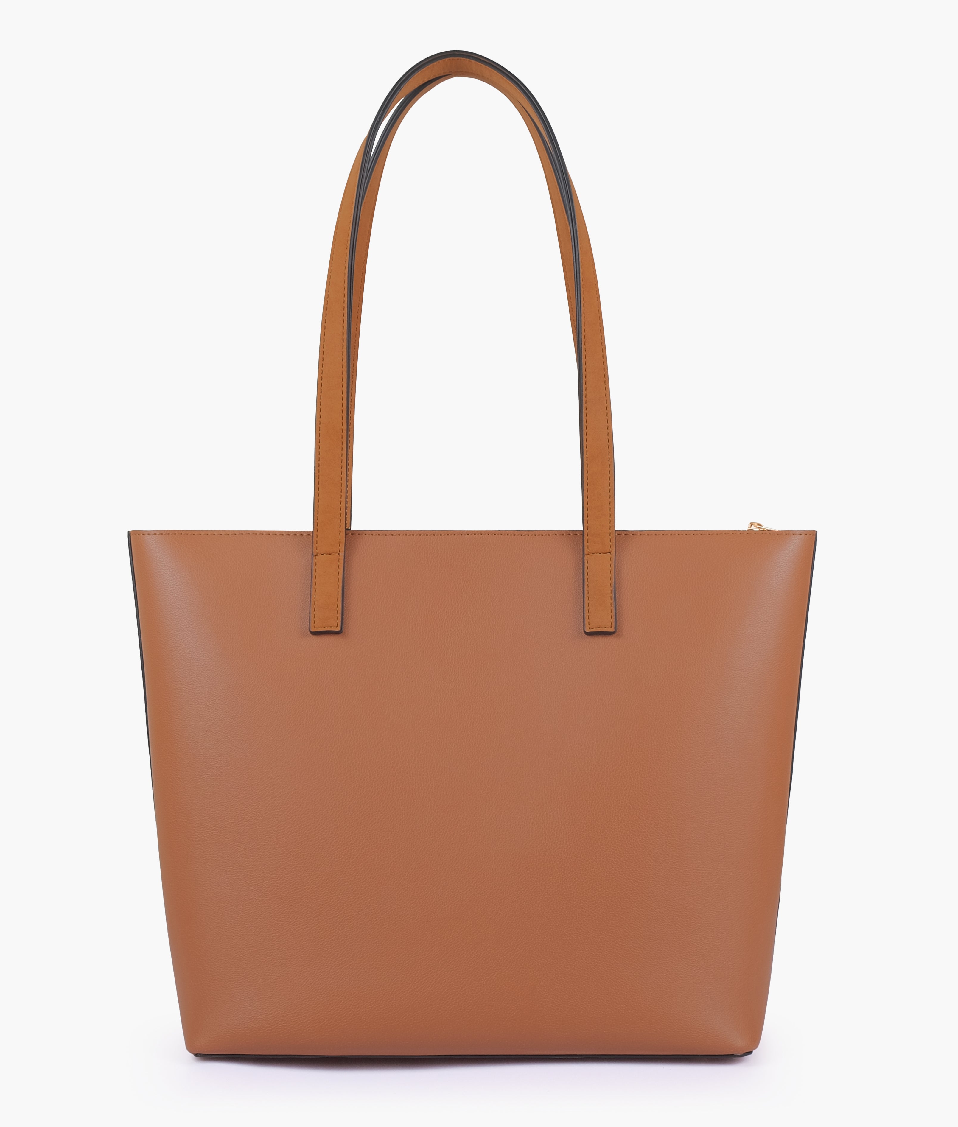 Tan front pocket tote bag