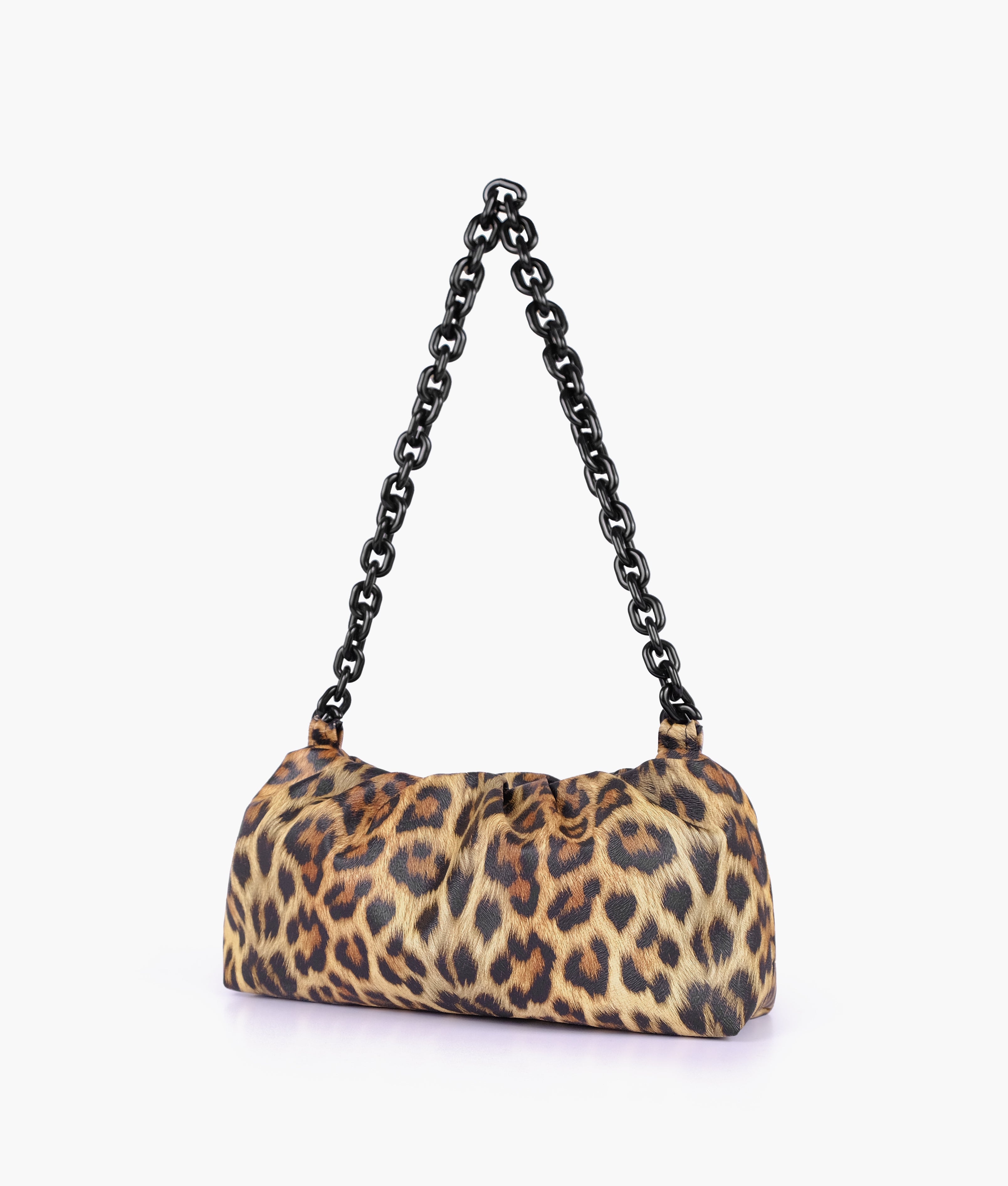 Beige leopard print cloud bag