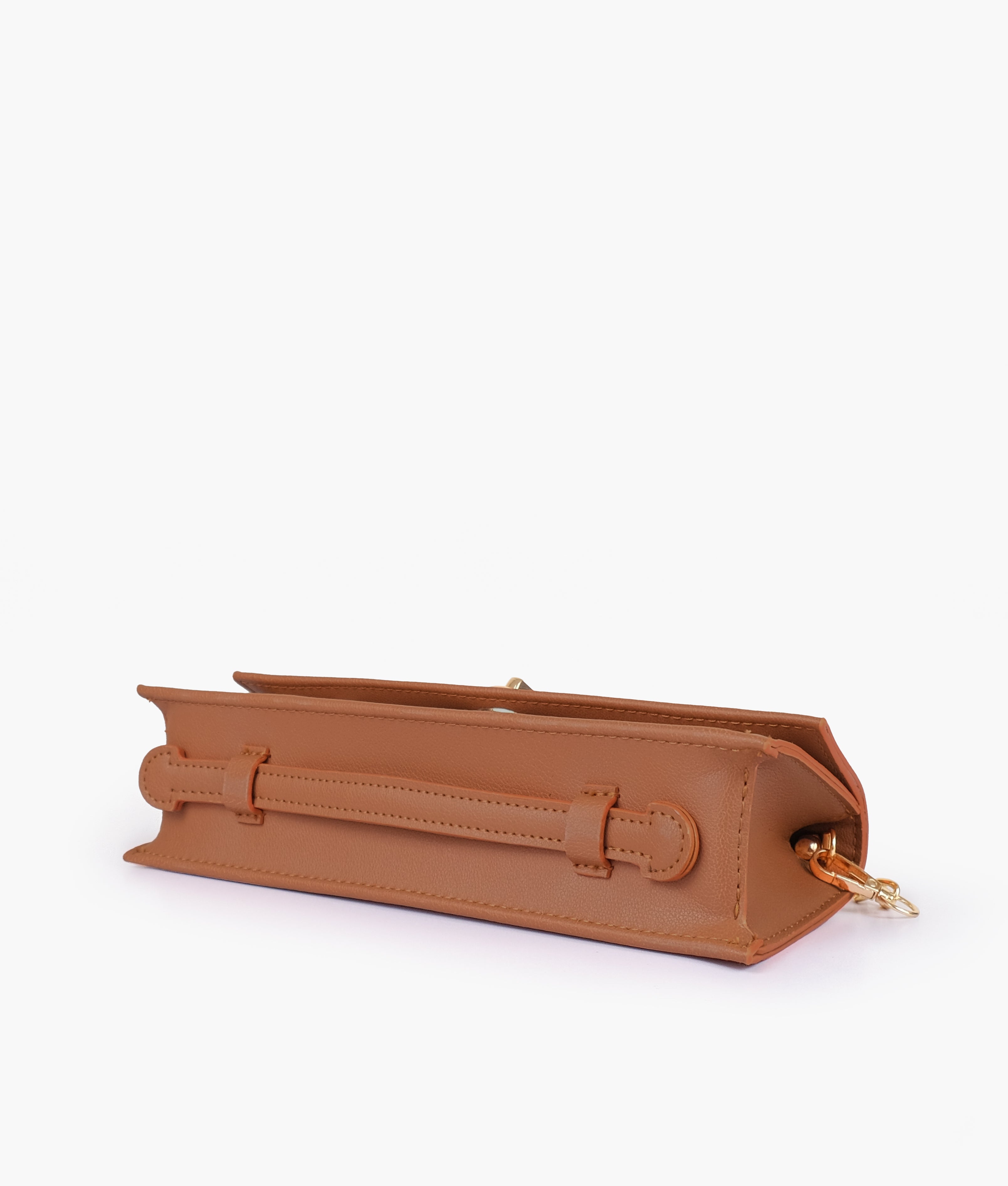 Tan elongated clutch bag