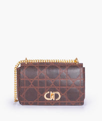 Dark brown quilted chain purse