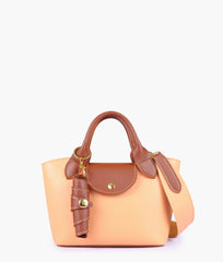 Peach mini top-handle tote bag