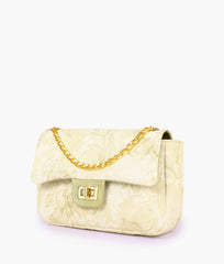Olive green printed mini bag with chain