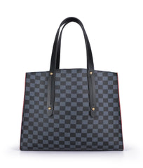 Black checkered multi compartment satchel bag