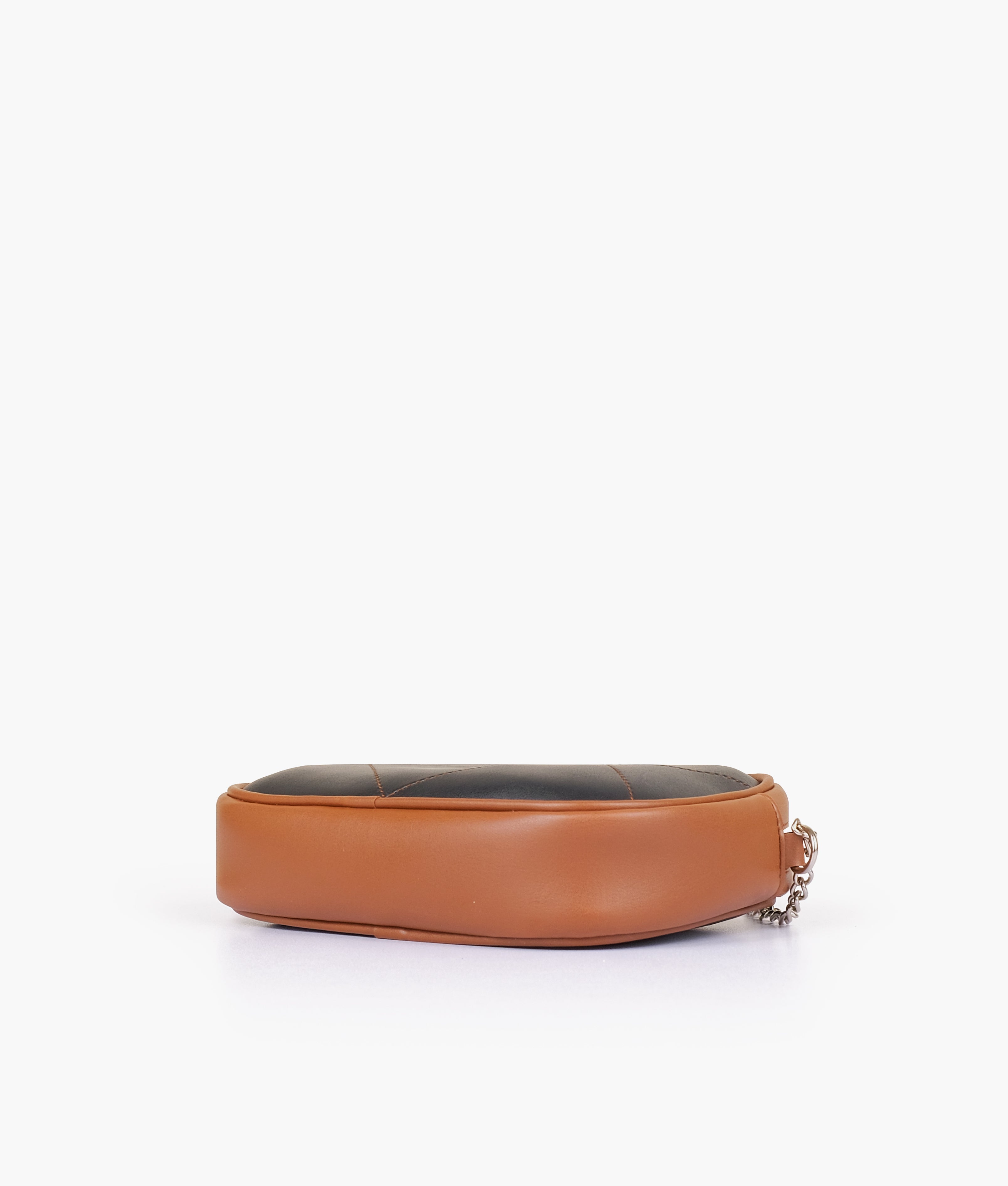Black and brown mini quilted camera bag
