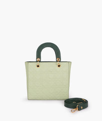 Army green quilted mini tote bag