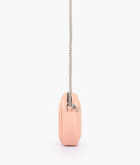 Peach mini quilted crossbody bag