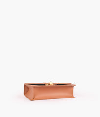 Tan east-west shoulder bag with half chain