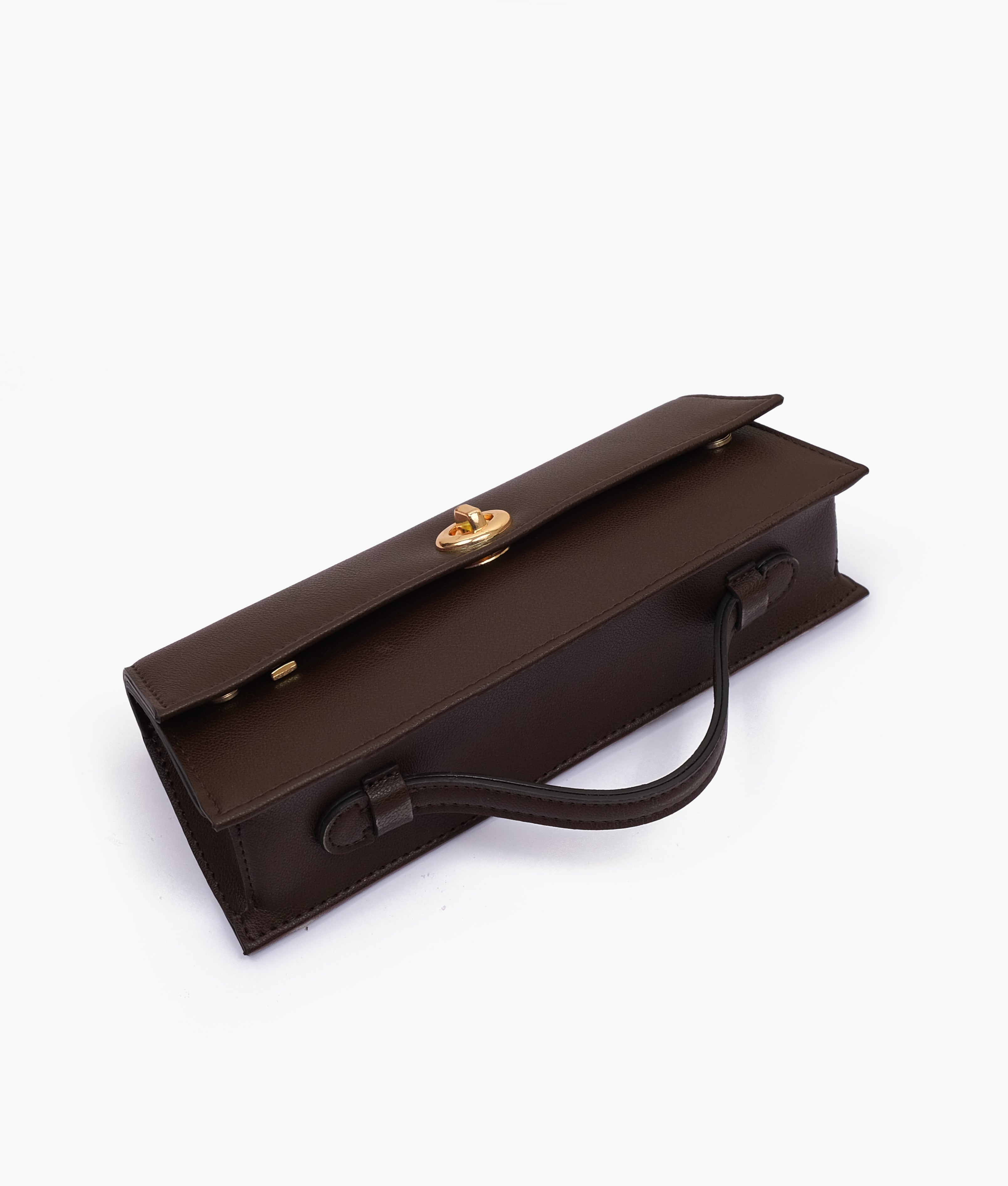 Dark brown elongated clutch bag