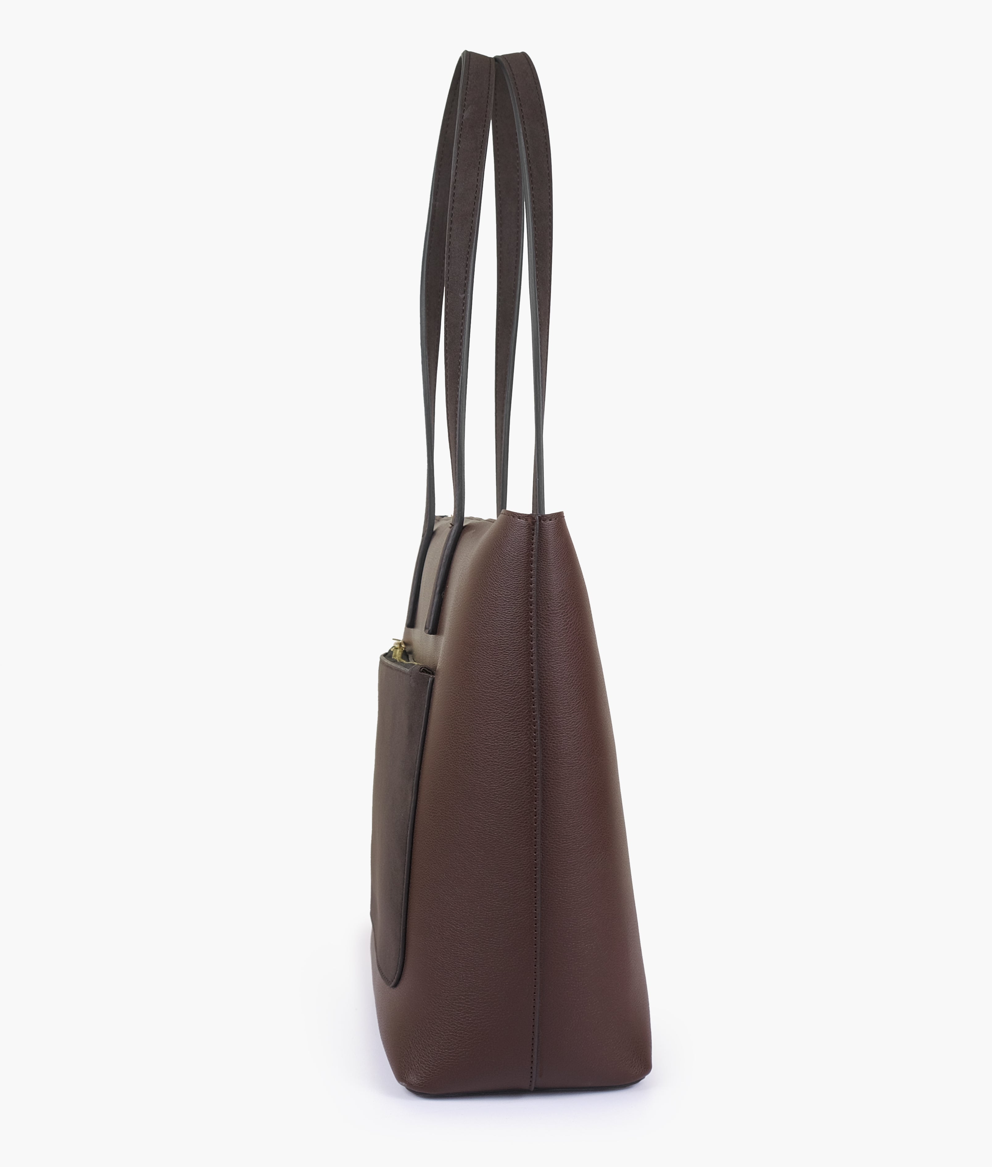 Dark Brown front pocket tote bag