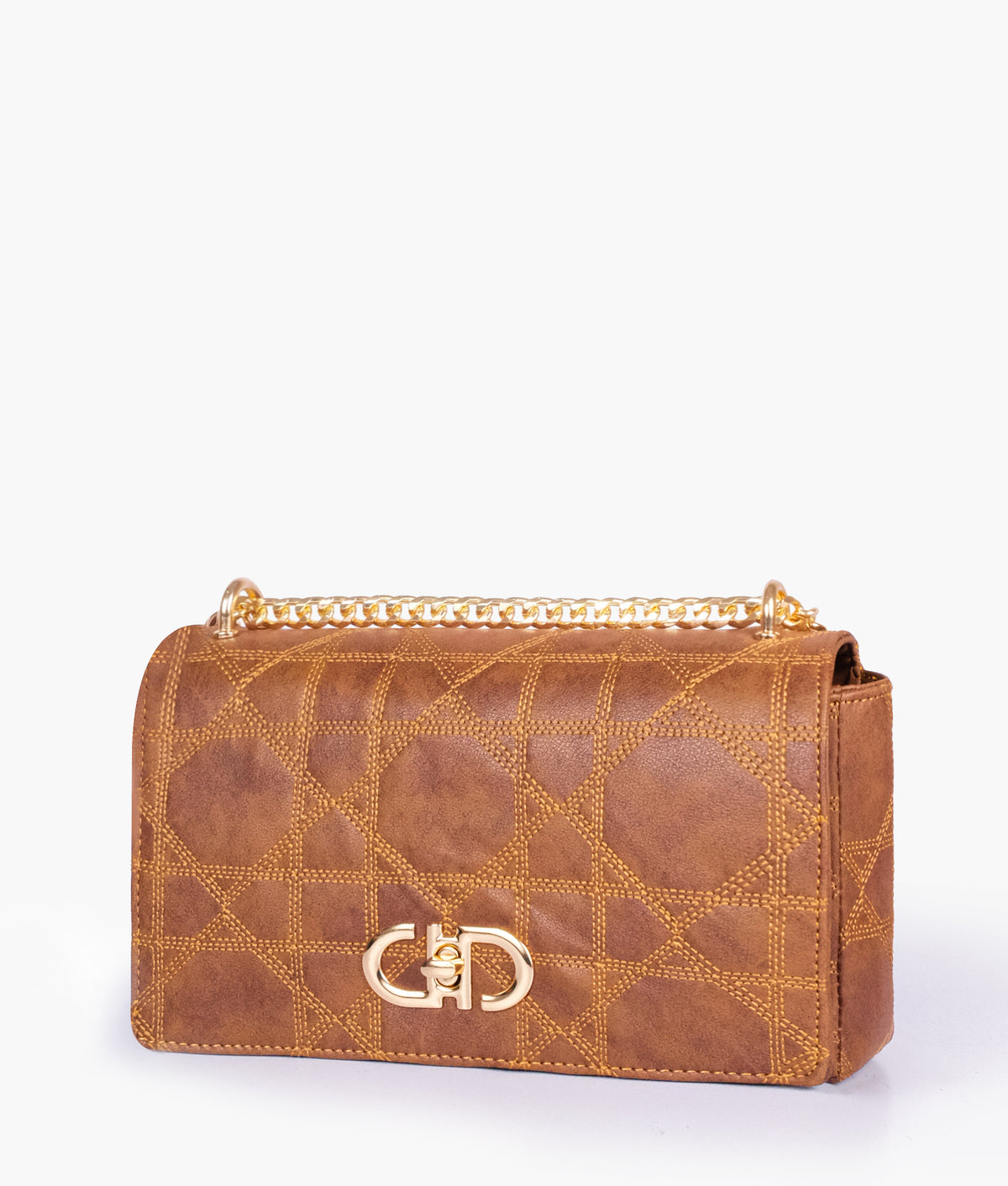 Brown quilted chain purse