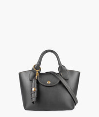 Black mini top-handle tote bag