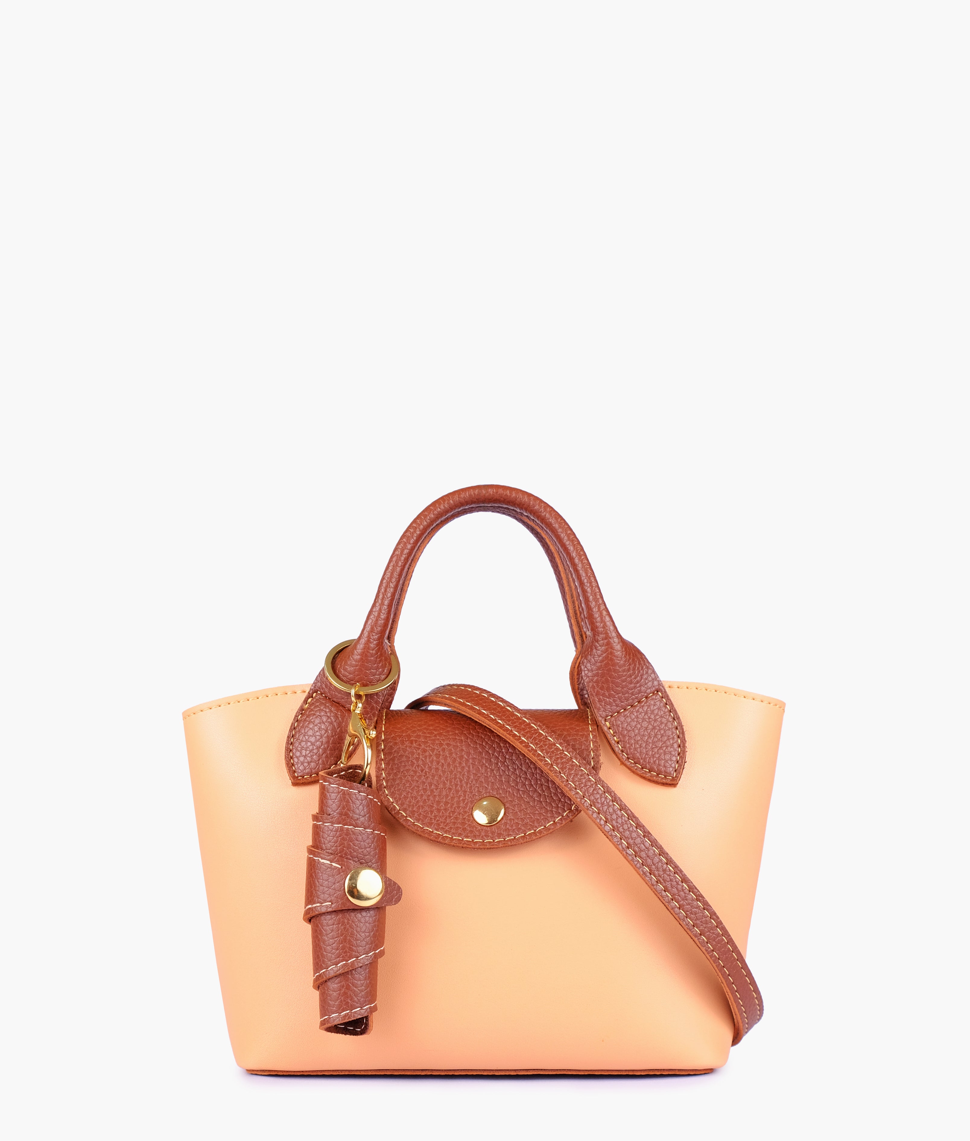 Peach mini top-handle tote bag