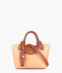 Peach mini top-handle tote bag