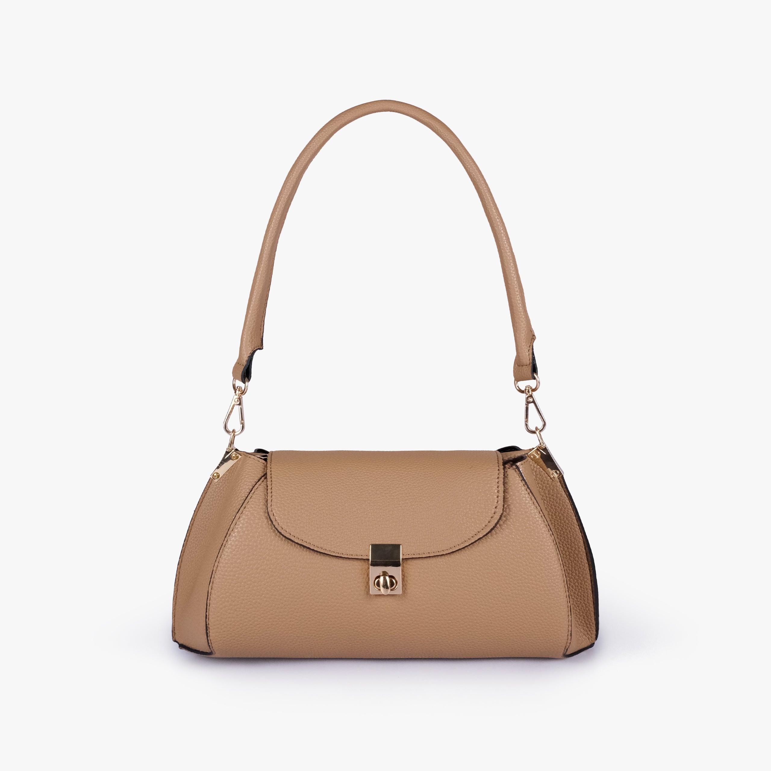 Front view of Coffee pebble baguette bag