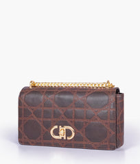 Dark brown quilted chain purse