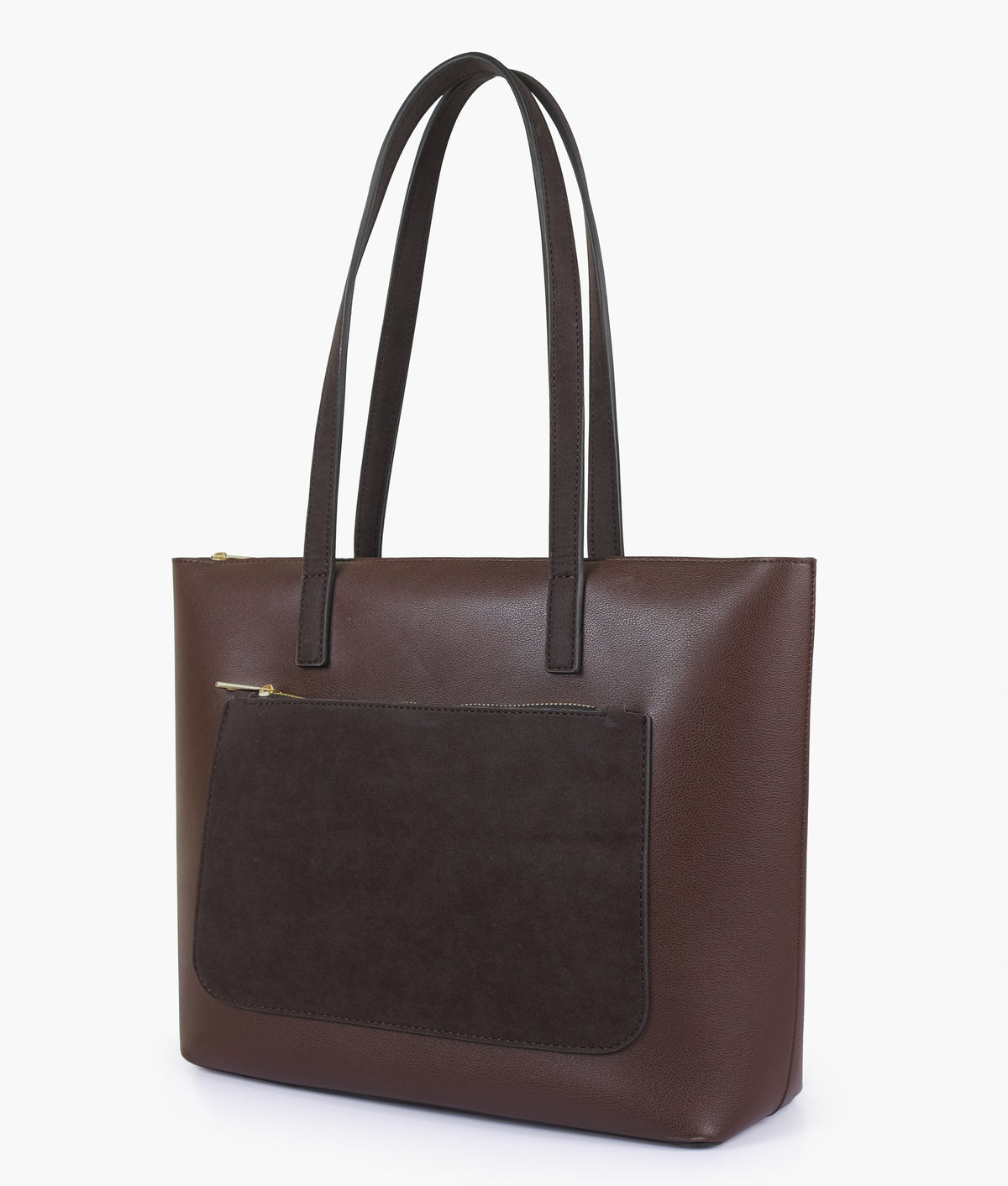 Dark Brown front pocket tote bag