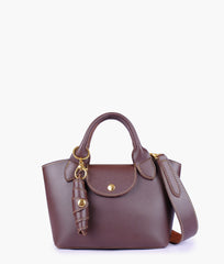 Dark brown mini top-handle tote bag